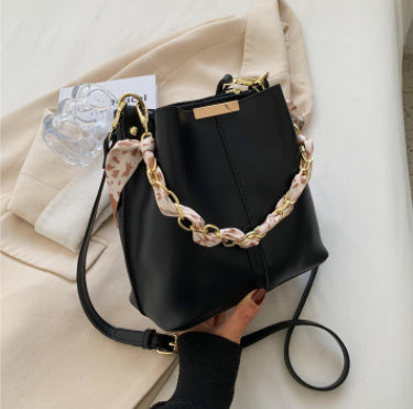 Bucket Tote Bag with Scarf Handle