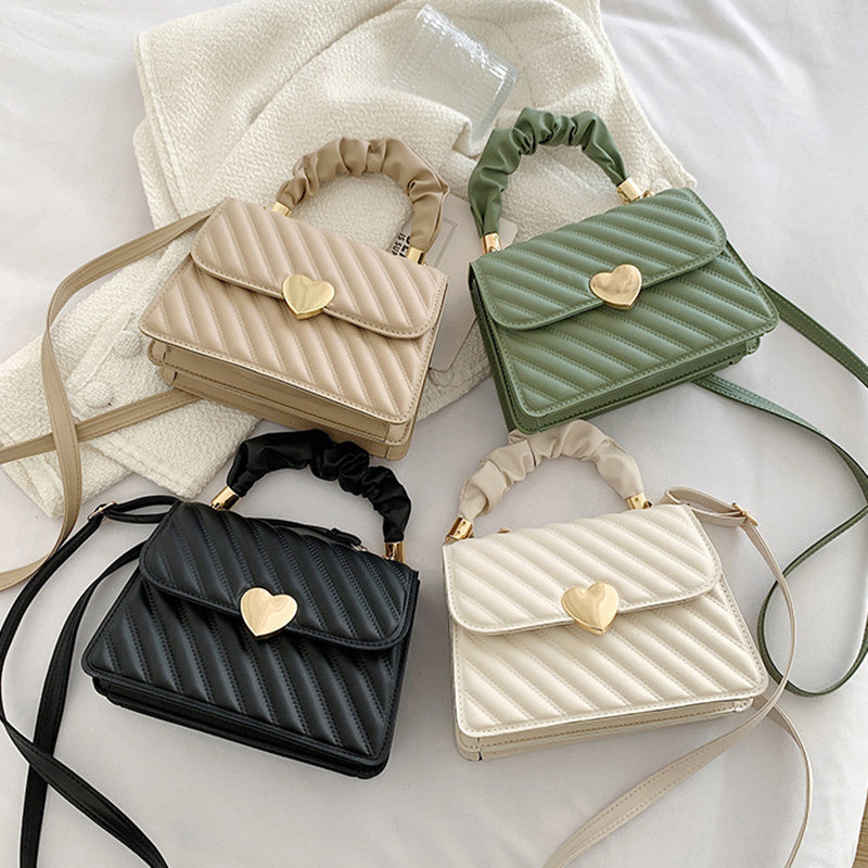 Quilted Shoulder Handbag with Rushed Handle