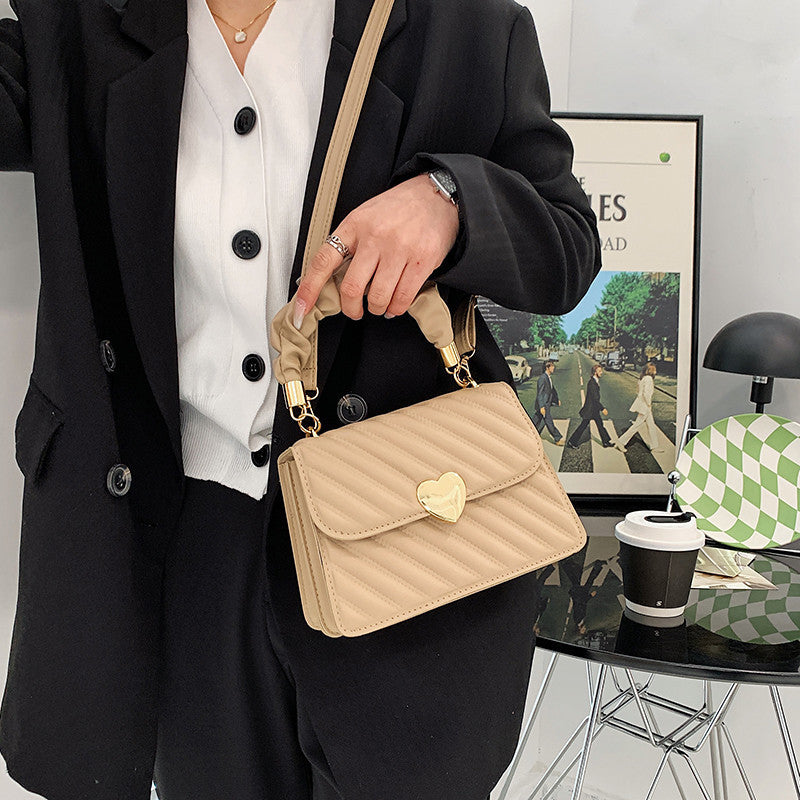 Quilted Shoulder Handbag with Rushed Handle