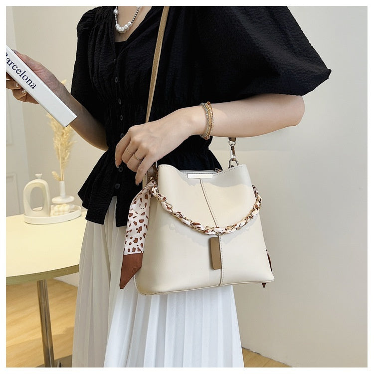 Bucket Tote  Bag with Scarf Handle