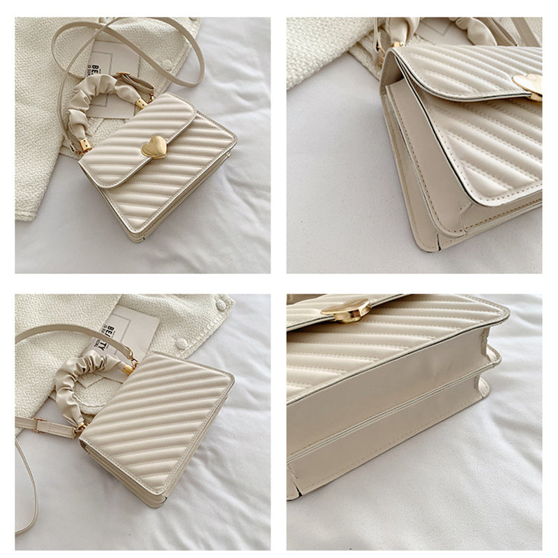 Quilted Shoulder Handbag with Rushed Handle