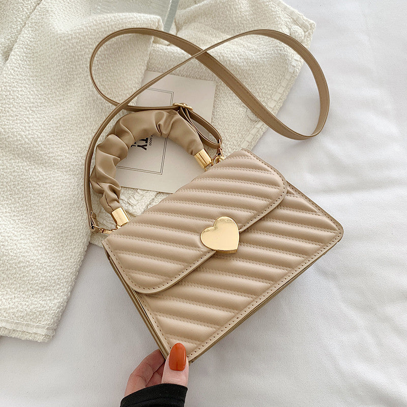 Quilted Shoulder Handbag with Rushed Handle