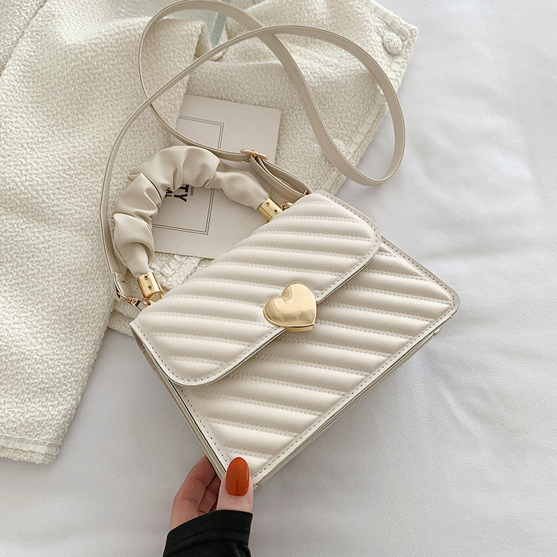 Quilted Shoulder Handbag with Rushed Handle
