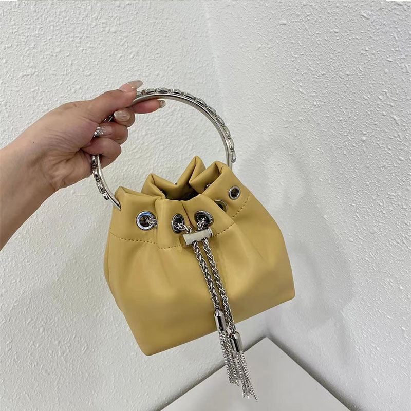 Rhinestone silk Bucket  Bag