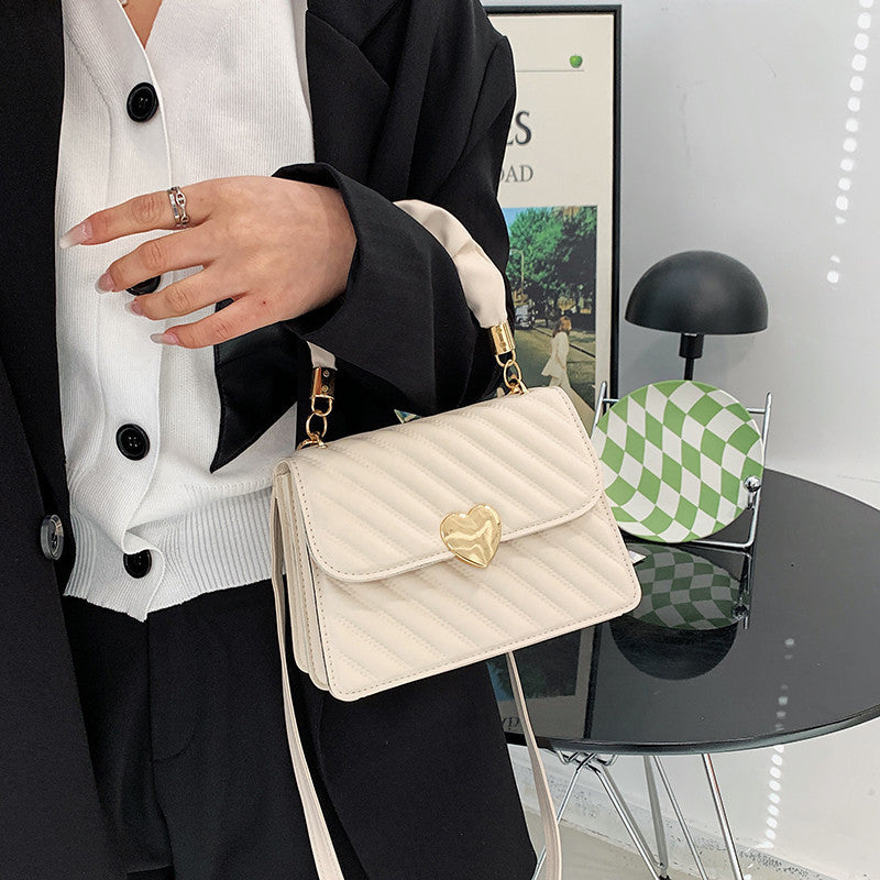 Quilted Shoulder Handbag with Rushed Handle