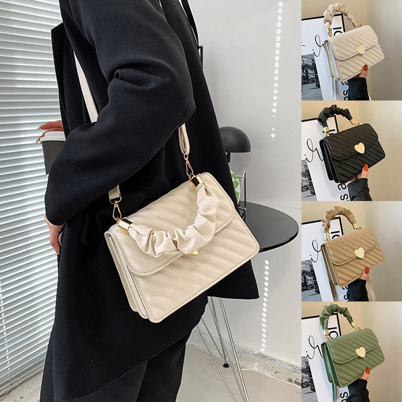 Quilted Shoulder Handbag with Rushed Handle