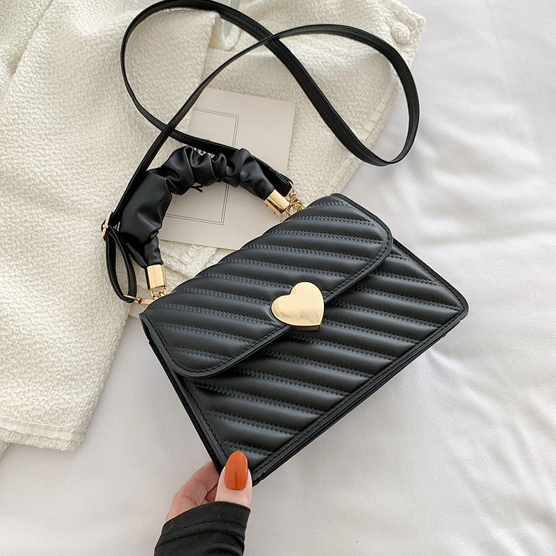 Quilted Shoulder Handbag with Rushed Handle
