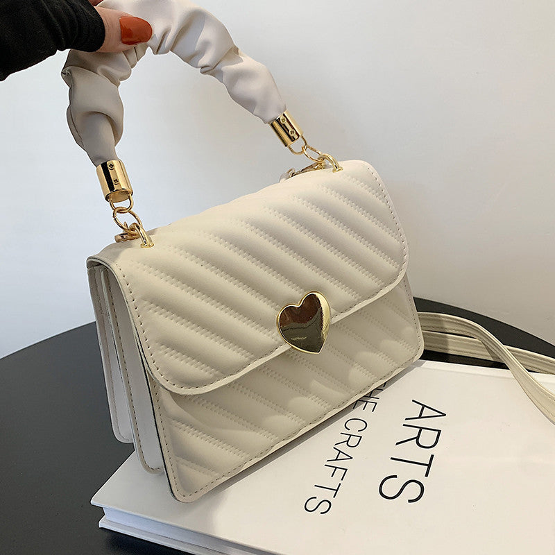 Quilted Shoulder Handbag with Rushed Handle