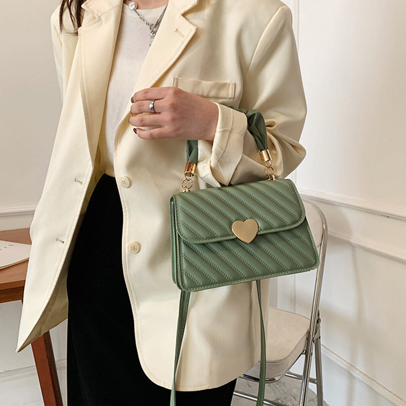 Quilted Shoulder Handbag with Rushed Handle