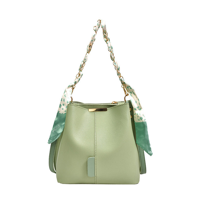 Bucket Tote  Bag with Scarf Handle