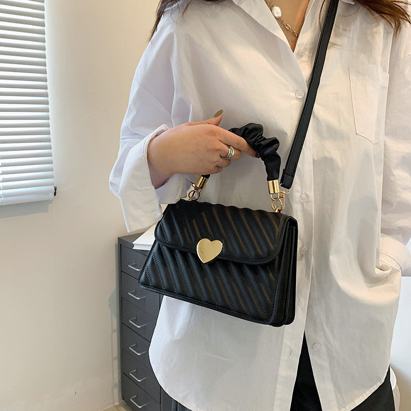 Quilted Shoulder Handbag with Rushed Handle